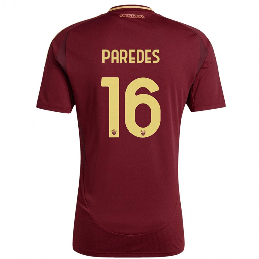Danxen Hombre Camiseta Leandro Paredes #16 Rojo Marrón Dorado 1ª Equipación 2024/25 La Camisa México