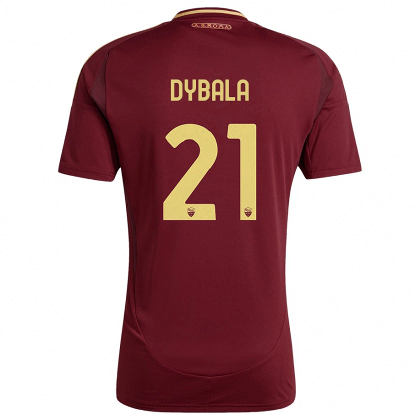 Danxen Hombre Camiseta Paulo Dybala #21 Rojo Marrón Dorado 1ª Equipación 2024/25 La Camisa México