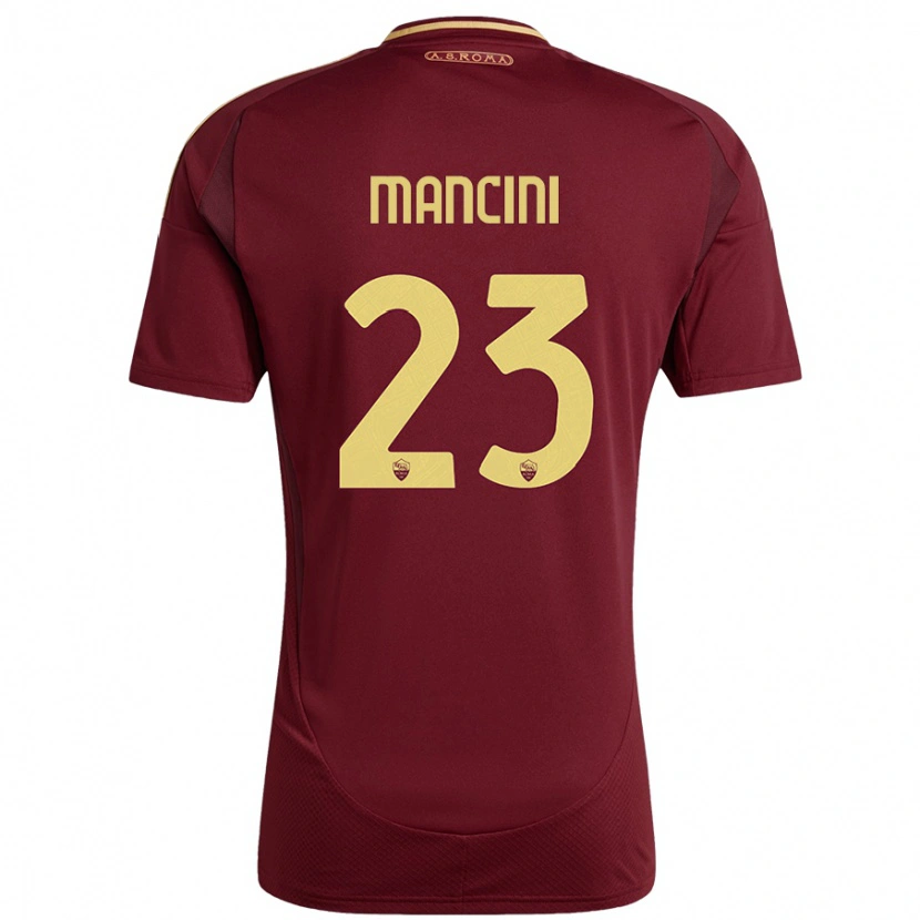 Danxen Hombre Camiseta Gianluca Mancini #23 Rojo Marrón Dorado 1ª Equipación 2024/25 La Camisa México