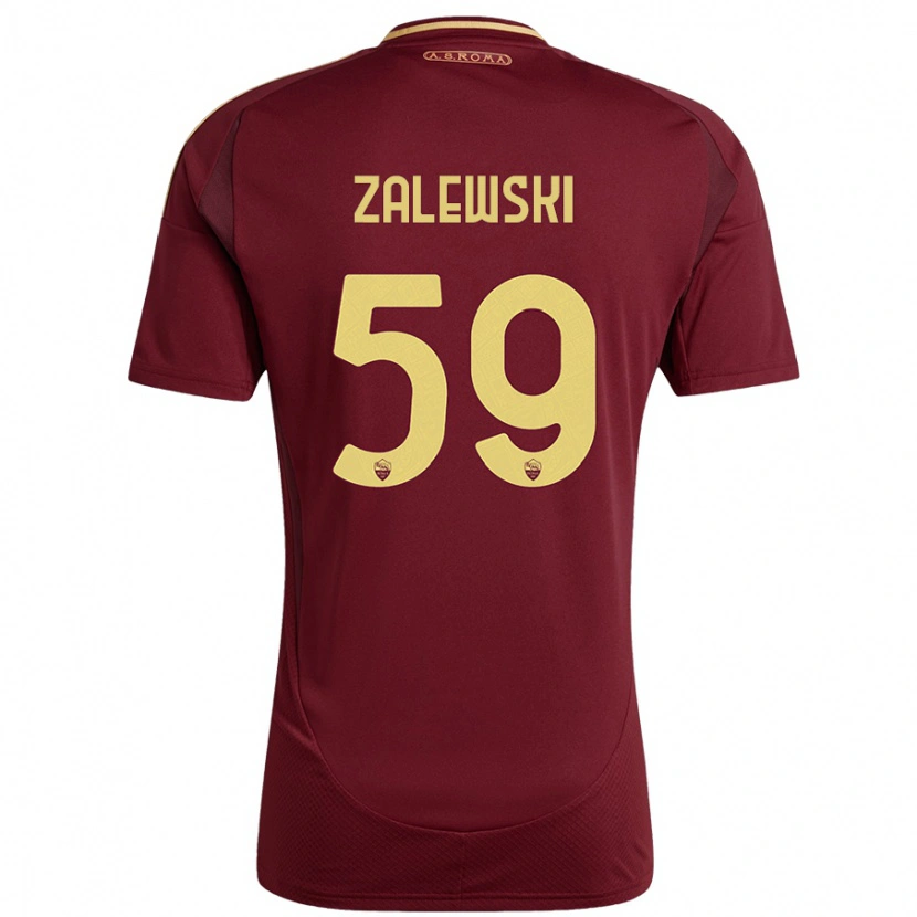 Danxen Hombre Camiseta Nicola Zalewski #59 Rojo Marrón Dorado 1ª Equipación 2024/25 La Camisa México