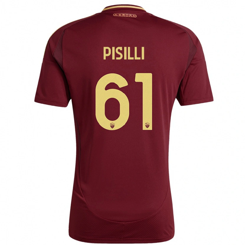 Danxen Hombre Camiseta Niccolò Pisilli #61 Rojo Marrón Dorado 1ª Equipación 2024/25 La Camisa México