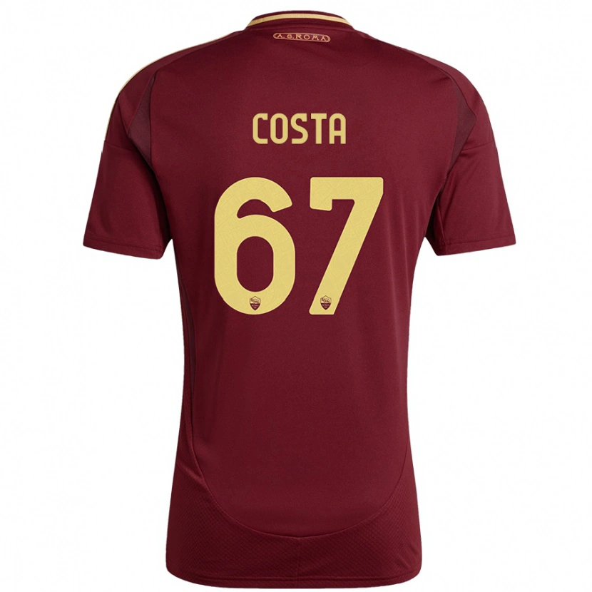 Danxen Hombre Camiseta João Costa #67 Rojo Marrón Dorado 1ª Equipación 2024/25 La Camisa México