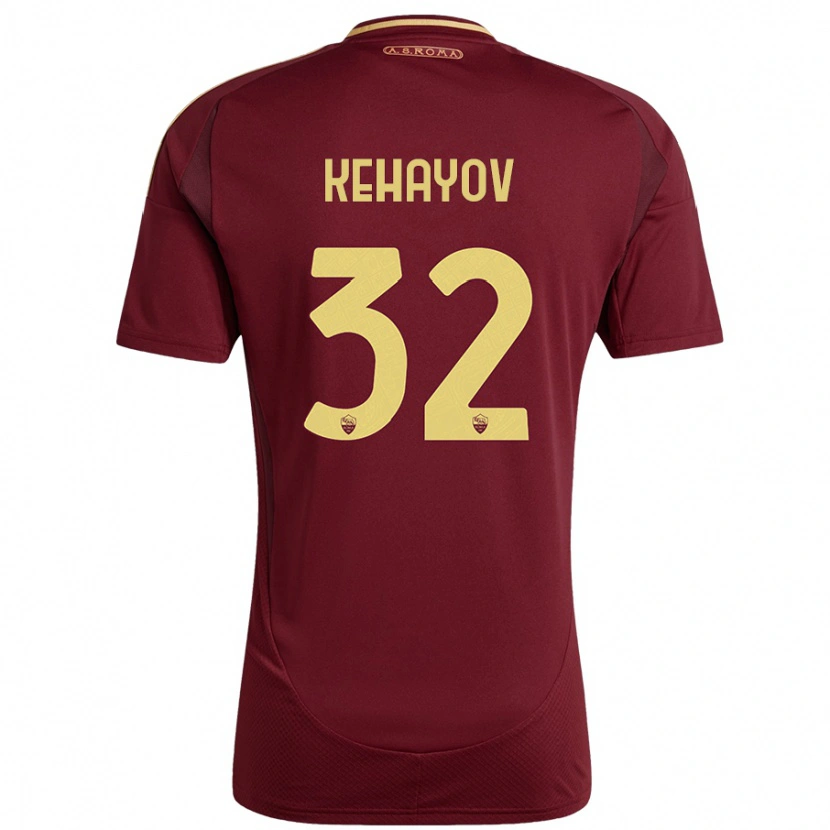 Danxen Hombre Camiseta Atanas Kehayov #32 Rojo Marrón Dorado 1ª Equipación 2024/25 La Camisa México