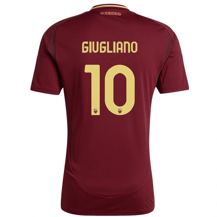 Danxen Hombre Camiseta Manuela Giugliano #10 Rojo Marrón Dorado 1ª Equipación 2024/25 La Camisa México