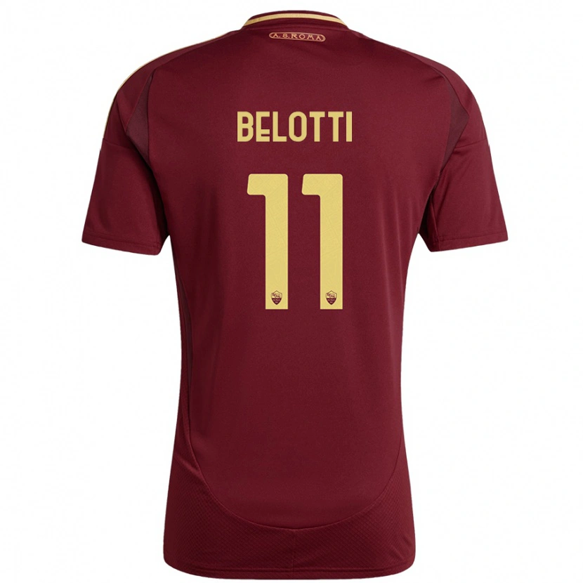 Danxen Hombre Camiseta Andrea Belotti #11 Rojo Marrón Dorado 1ª Equipación 2024/25 La Camisa México