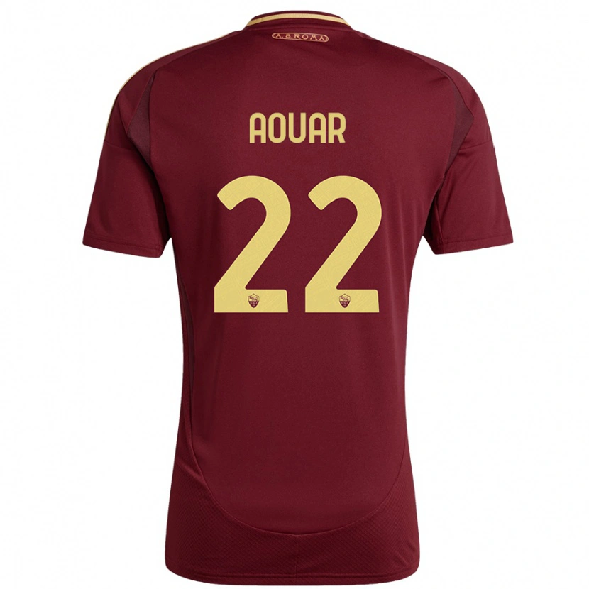 Danxen Hombre Camiseta Houssem Aouar #22 Rojo Marrón Dorado 1ª Equipación 2024/25 La Camisa México
