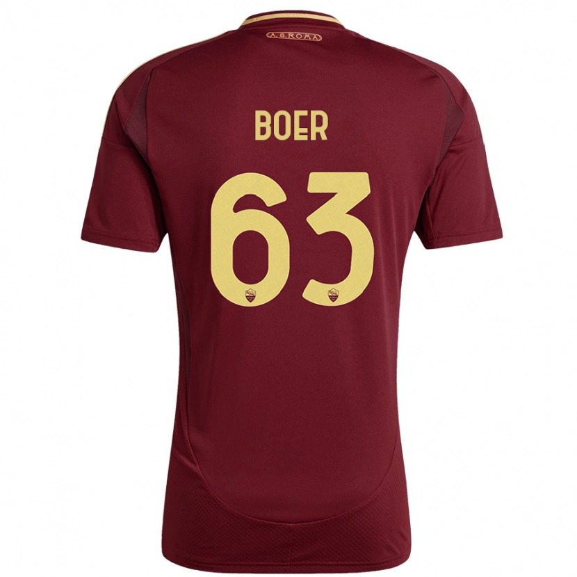 Danxen Hombre Camiseta Pietro Boer #63 Rojo Marrón Dorado 1ª Equipación 2024/25 La Camisa México