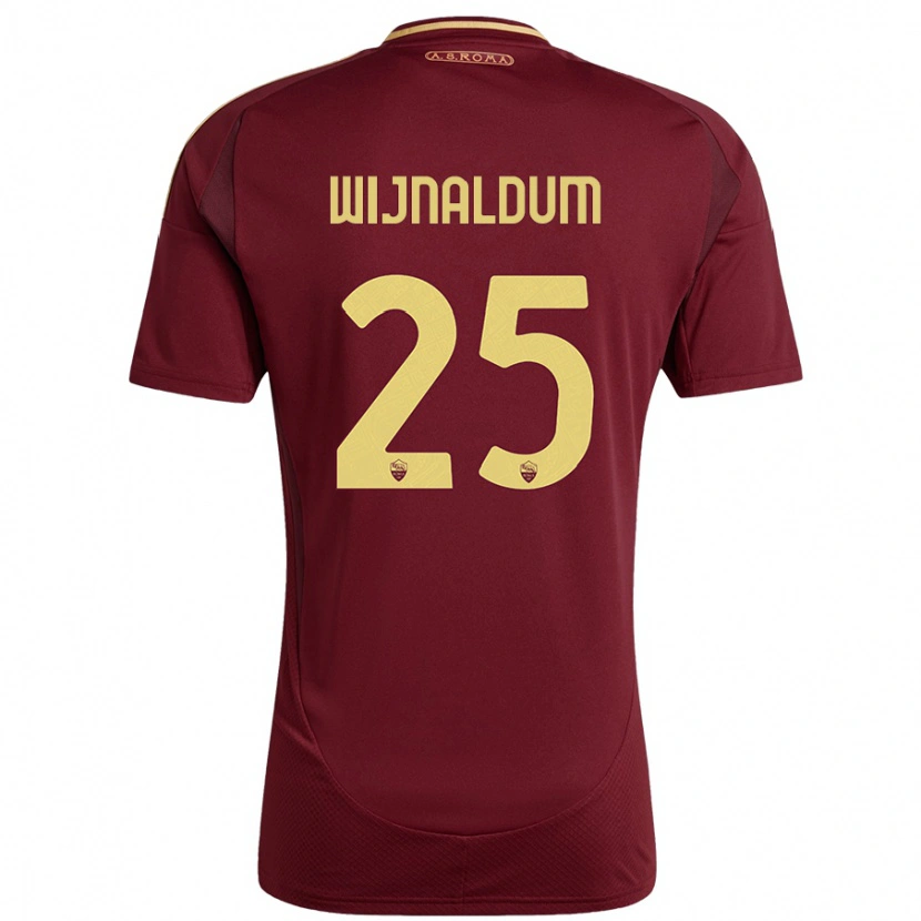 Danxen Hombre Camiseta Georginio Wijnaldum #25 Rojo Marrón Dorado 1ª Equipación 2024/25 La Camisa México