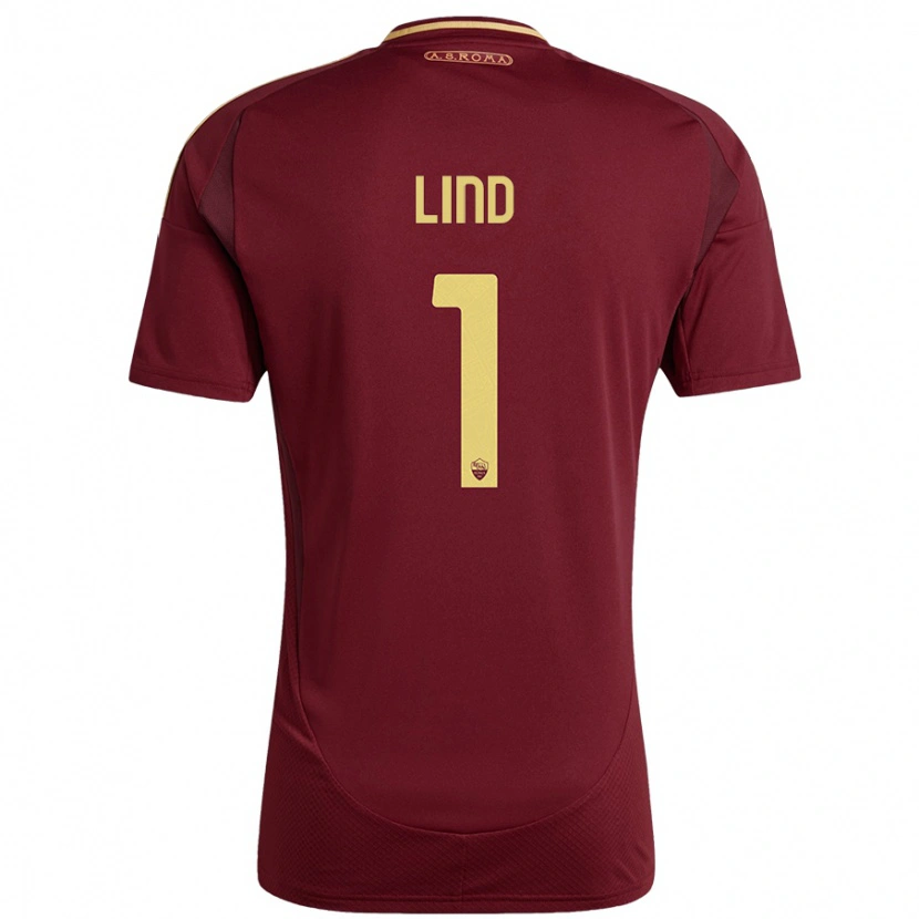 Danxen Hombre Camiseta Emma Lind #1 Rojo Marrón Dorado 1ª Equipación 2024/25 La Camisa México