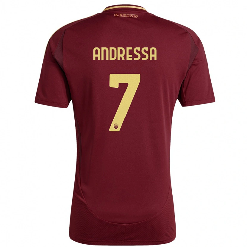 Danxen Hombre Camiseta Andressa #7 Rojo Marrón Dorado 1ª Equipación 2024/25 La Camisa México