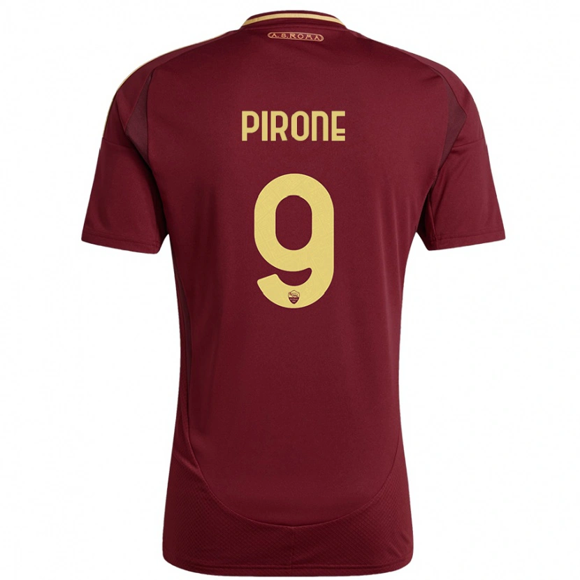 Danxen Hombre Camiseta Valeria Pirone #9 Rojo Marrón Dorado 1ª Equipación 2024/25 La Camisa México