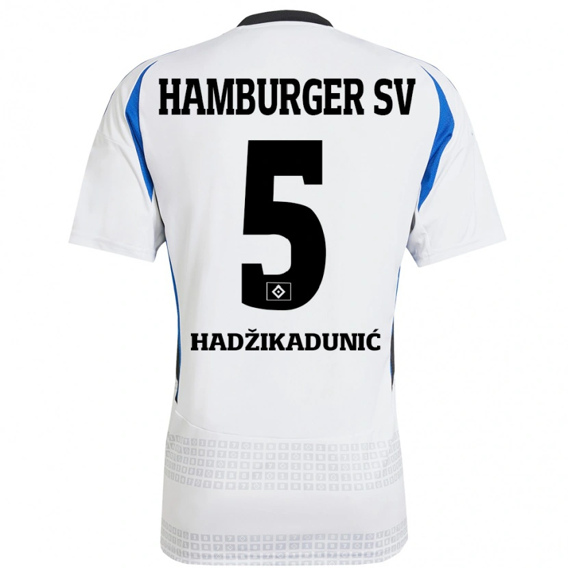 Danxen Hombre Camiseta Dennis Hadzikadunic #5 Blanco Azul 1ª Equipación 2024/25 La Camisa México