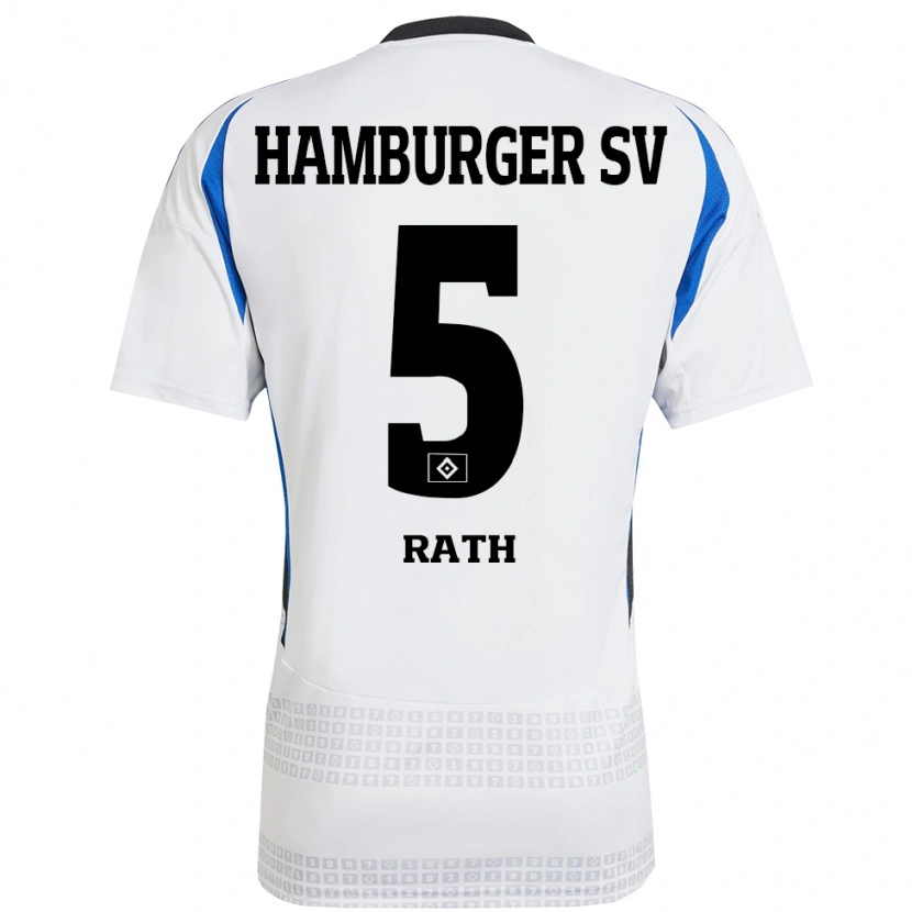 Danxen Hombre Camiseta Davis Rath #5 Blanco Azul 1ª Equipación 2024/25 La Camisa México