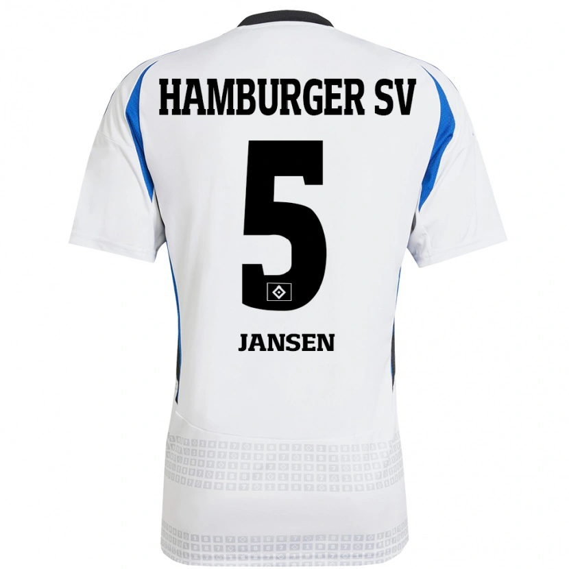 Danxen Hombre Camiseta Marcell Jansen #5 Blanco Azul 1ª Equipación 2024/25 La Camisa México