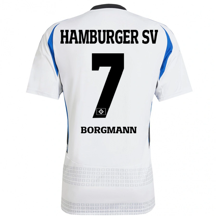 Danxen Hombre Camiseta Marcus Borgmann #7 Blanco Azul 1ª Equipación 2024/25 La Camisa México