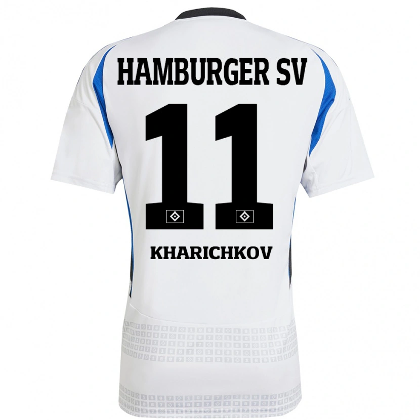 Danxen Hombre Camiseta Valentyn Kharichkov #11 Blanco Azul 1ª Equipación 2024/25 La Camisa México