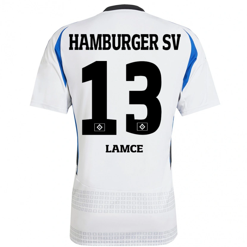 Danxen Hombre Camiseta Benjamin Lamce #13 Blanco Azul 1ª Equipación 2024/25 La Camisa México