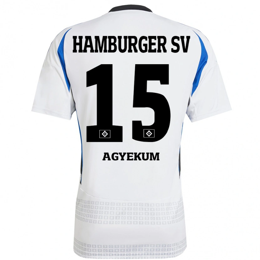 Danxen Hombre Camiseta Joel Agyekum #15 Blanco Azul 1ª Equipación 2024/25 La Camisa México