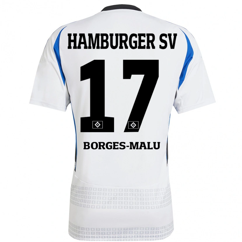 Danxen Hombre Camiseta Louis Borges-Malu #17 Blanco Azul 1ª Equipación 2024/25 La Camisa México