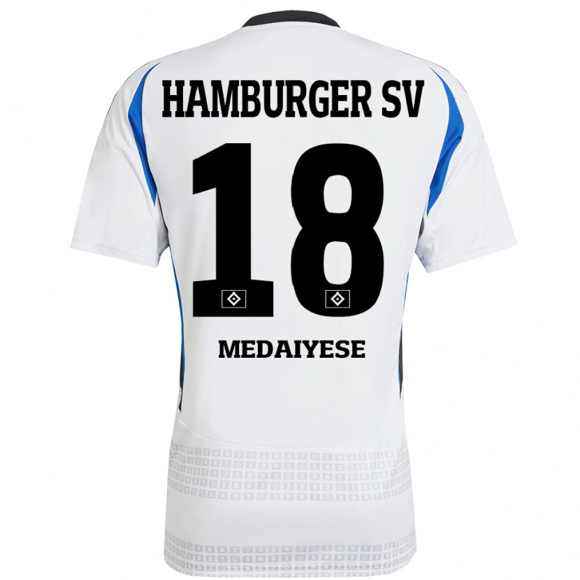 Danxen Hombre Camiseta Olamide Medaiyese #18 Blanco Azul 1ª Equipación 2024/25 La Camisa México