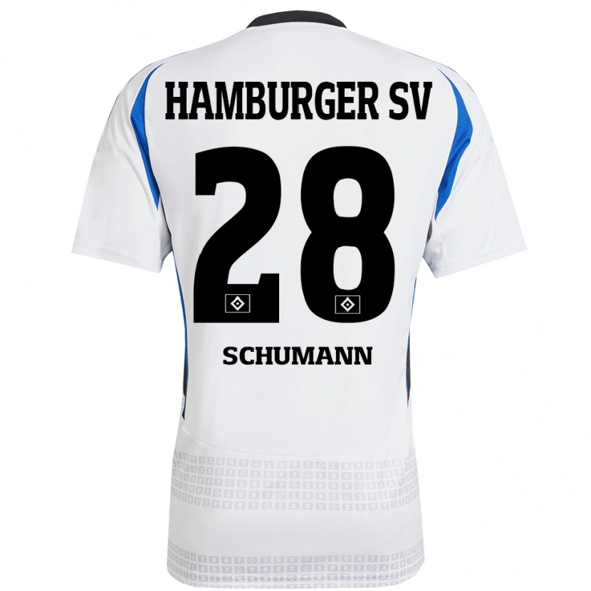 Danxen Hombre Camiseta Henri Schümann #28 Blanco Azul 1ª Equipación 2024/25 La Camisa México