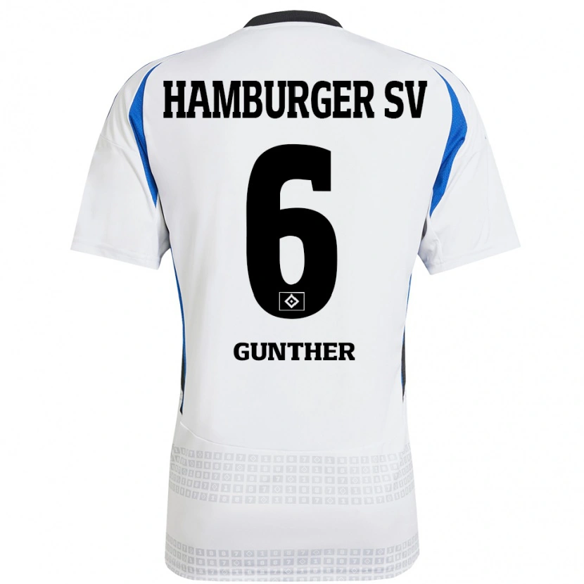 Danxen Hombre Camiseta Hannah Günther #6 Blanco Azul 1ª Equipación 2024/25 La Camisa México