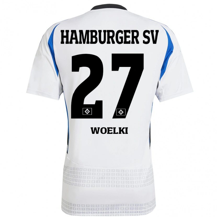 Danxen Hombre Camiseta Amelie Woelki #27 Blanco Azul 1ª Equipación 2024/25 La Camisa México