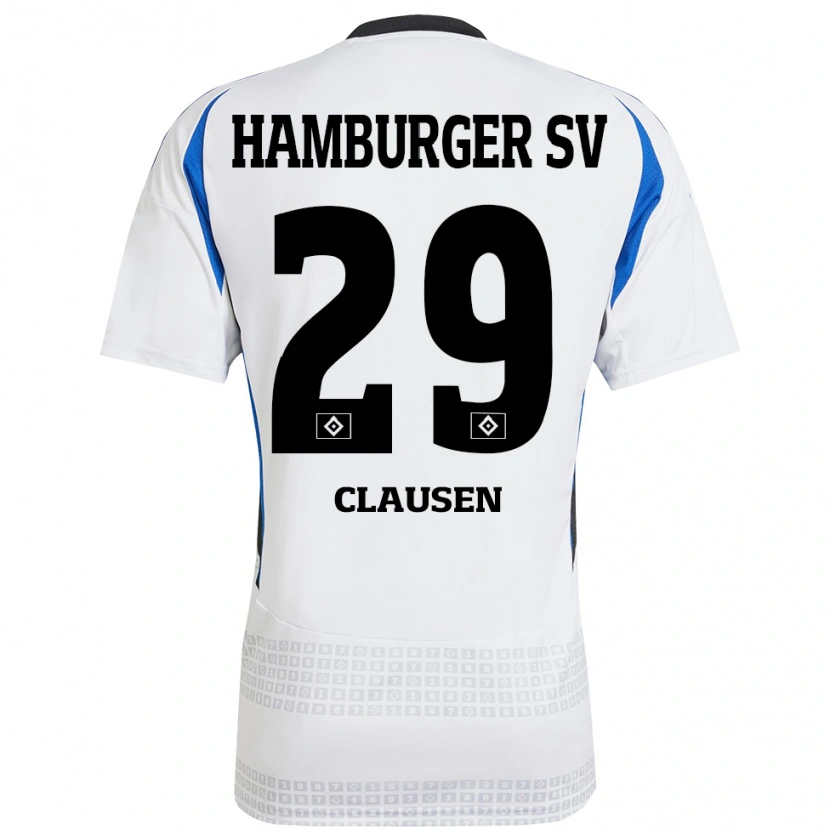 Danxen Hombre Camiseta Lina Clausen #29 Blanco Azul 1ª Equipación 2024/25 La Camisa México