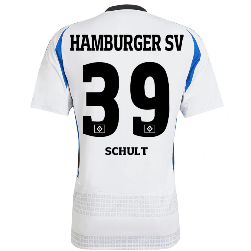 Danxen Hombre Camiseta Almuth Schult #39 Blanco Azul 1ª Equipación 2024/25 La Camisa México