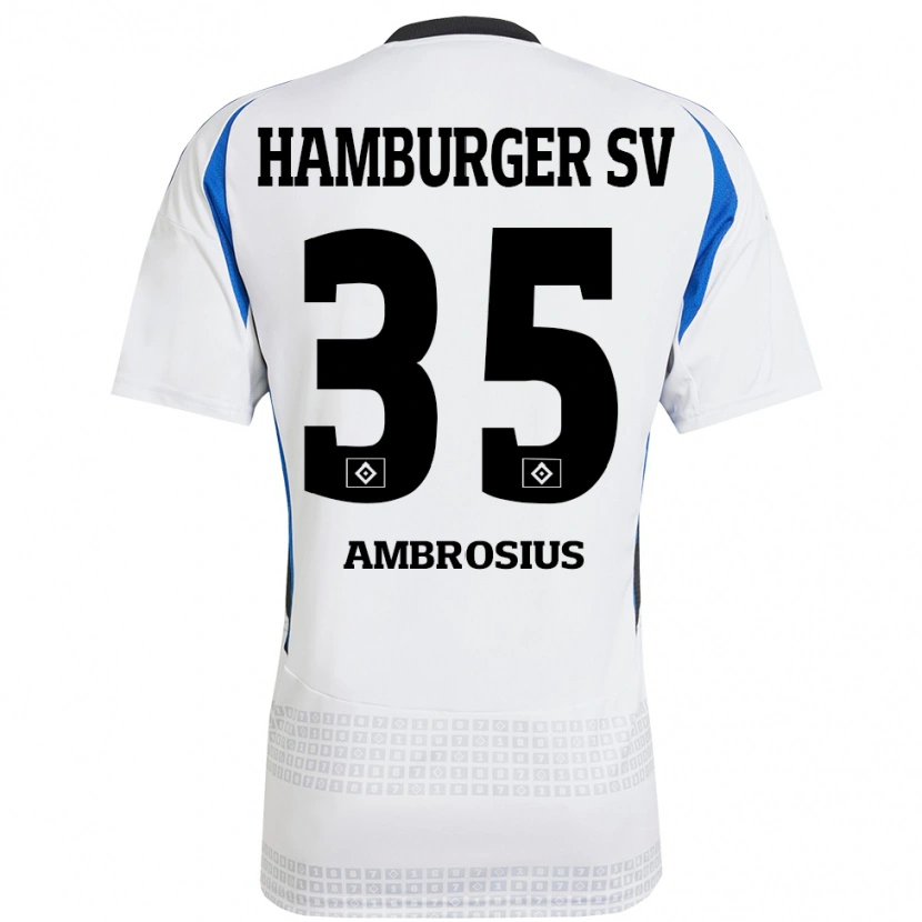 Danxen Hombre Camiseta Stephan Ambrosius #35 Blanco Azul 1ª Equipación 2024/25 La Camisa México