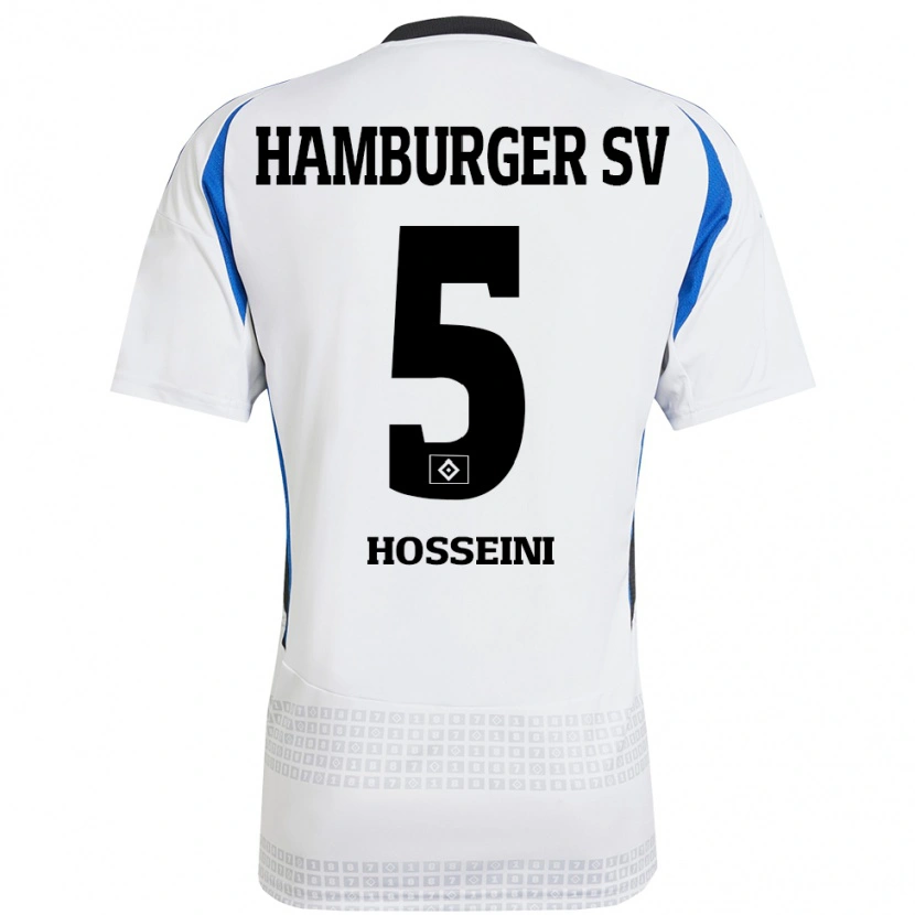 Danxen Hombre Camiseta Reza Hosseini #5 Blanco Azul 1ª Equipación 2024/25 La Camisa México