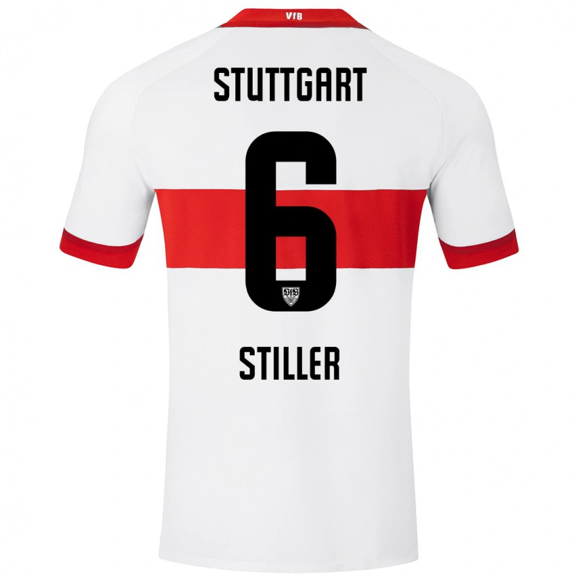 Danxen Hombre Camiseta Angelo Stiller #6 Blanco Rojo 1ª Equipación 2024/25 La Camisa México