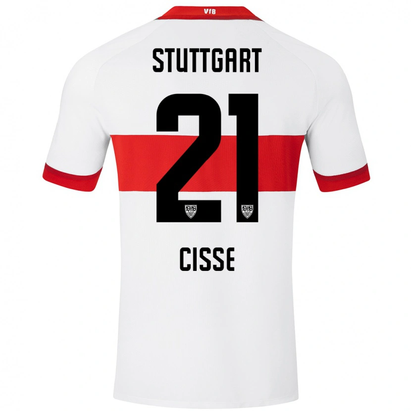 Danxen Hombre Camiseta Moussa Cissé #21 Blanco Rojo 1ª Equipación 2024/25 La Camisa México
