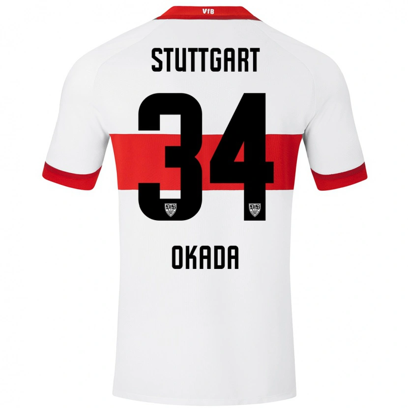 Danxen Hombre Camiseta Rei Okada #34 Blanco Rojo 1ª Equipación 2024/25 La Camisa México