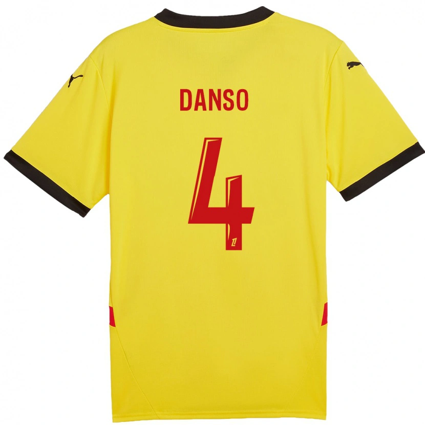 Danxen Hombre Camiseta Kevin Danso #4 Amarillo Rojo 1ª Equipación 2024/25 La Camisa México