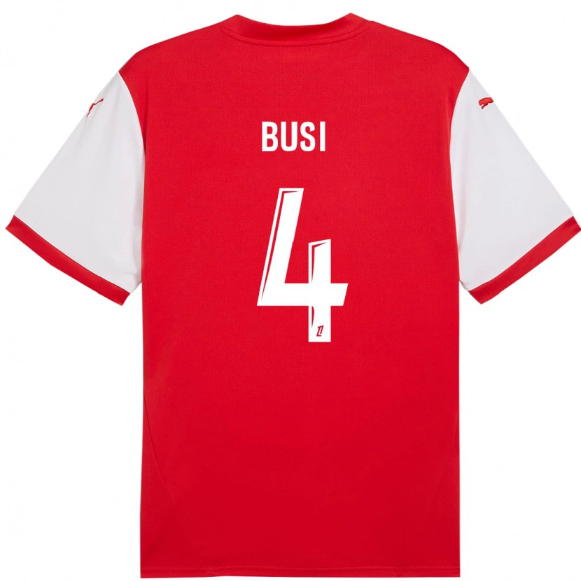 Danxen Hombre Camiseta Maxime Busi #4 Rojo Blanco 1ª Equipación 2024/25 La Camisa México