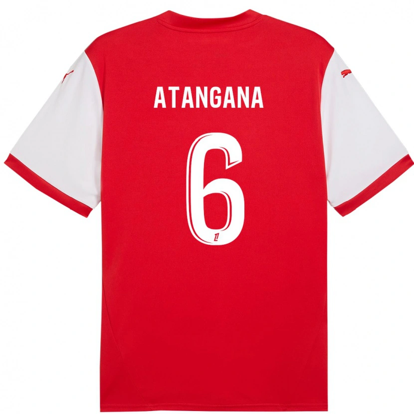 Danxen Hombre Camiseta Valentin Atangana #6 Rojo Blanco 1ª Equipación 2024/25 La Camisa México