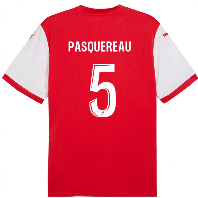 Danxen Hombre Camiseta Julie Pasquereau #5 Rojo Blanco 1ª Equipación 2024/25 La Camisa México