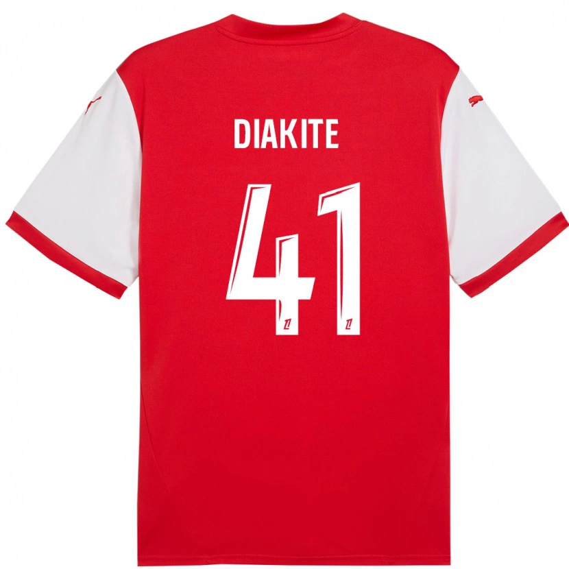Danxen Hombre Camiseta Ibrahim Diakité #41 Rojo Blanco 1ª Equipación 2024/25 La Camisa México