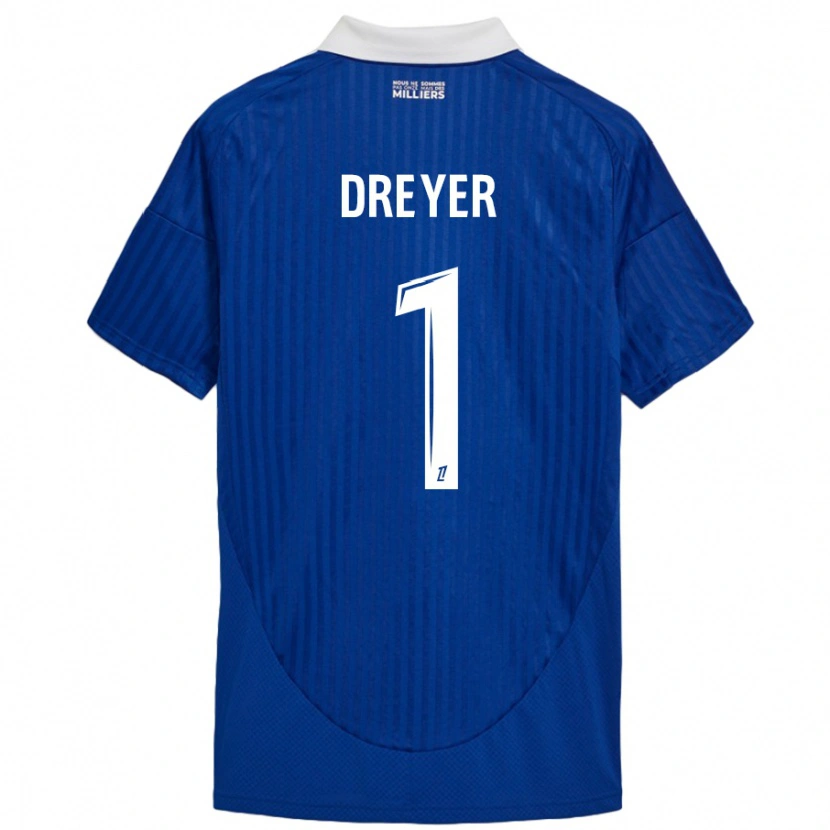Danxen Hombre Camiseta Matthieu Dreyer #1 Azul Blanco 1ª Equipación 2024/25 La Camisa México