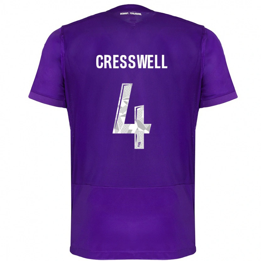 Danxen Hombre Camiseta Charlie Cresswell #4 Morado Blanco 1ª Equipación 2024/25 La Camisa México