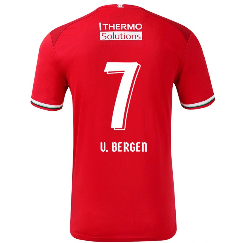 Danxen Hombre Camiseta Mitchell Van Bergen #7 Rojo Blanco 1ª Equipación 2024/25 La Camisa México