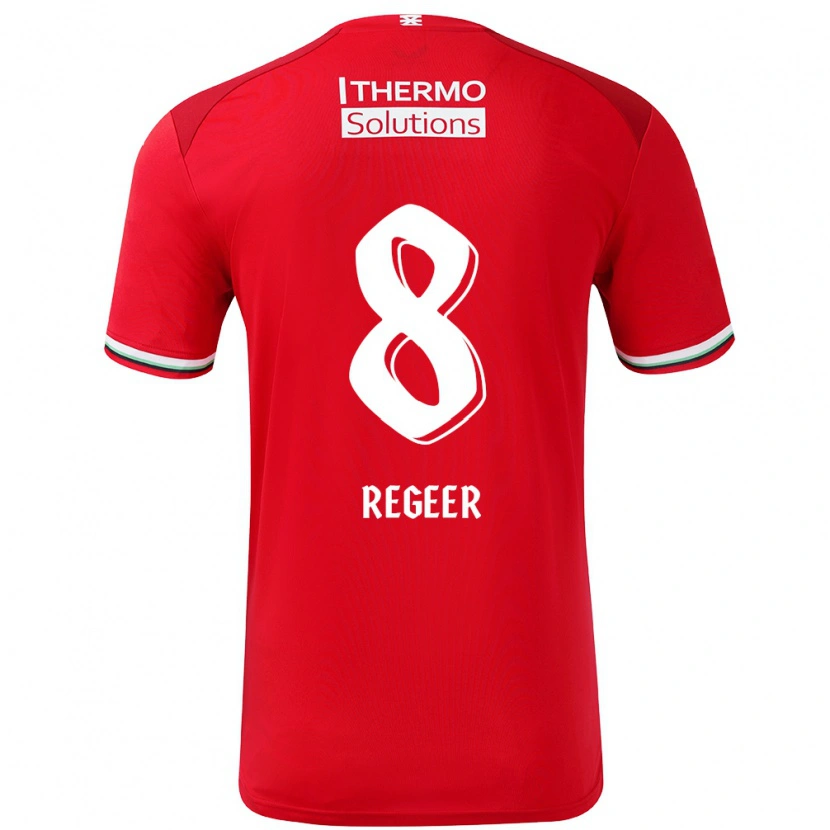 Danxen Hombre Camiseta Youri Regeer #8 Rojo Blanco 1ª Equipación 2024/25 La Camisa México
