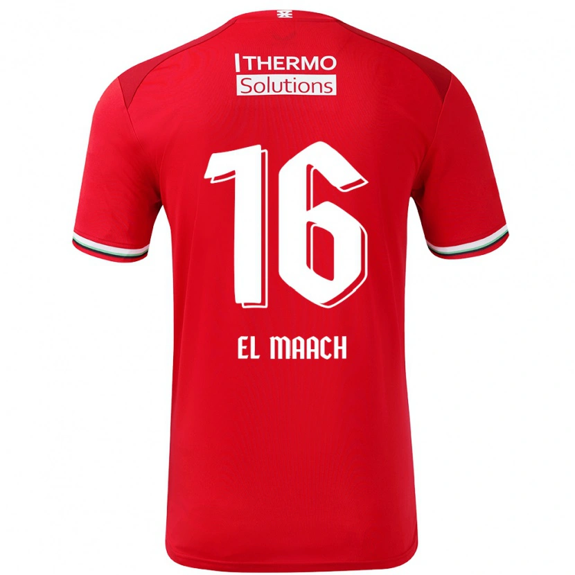 Danxen Hombre Camiseta Issam El Maach #16 Rojo Blanco 1ª Equipación 2024/25 La Camisa México
