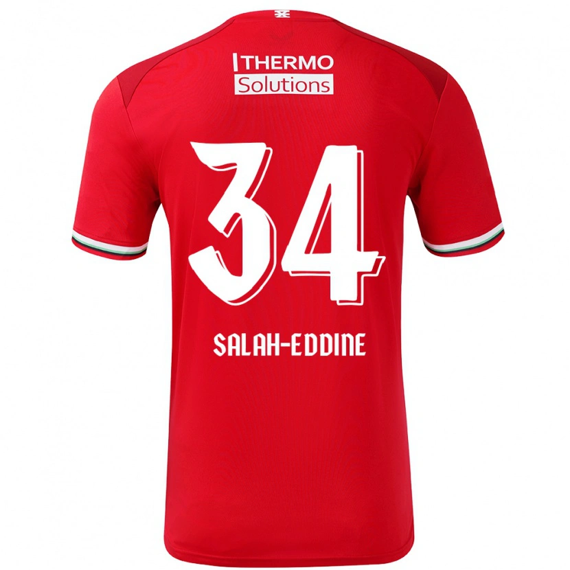 Danxen Hombre Camiseta Anass Salah-Eddine #34 Rojo Blanco 1ª Equipación 2024/25 La Camisa México