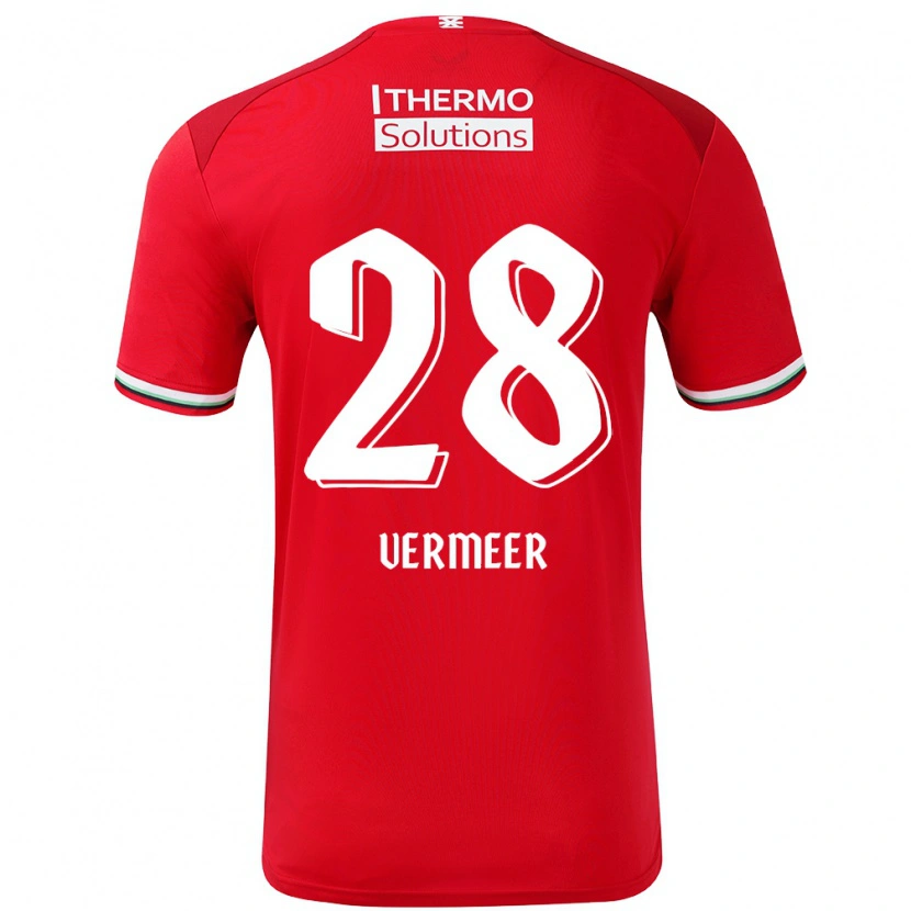 Danxen Hombre Camiseta Sofie Vermeer #28 Rojo Blanco 1ª Equipación 2024/25 La Camisa México