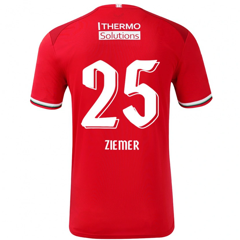 Danxen Hombre Camiseta Taylor Ziemer #25 Rojo Blanco 1ª Equipación 2024/25 La Camisa México