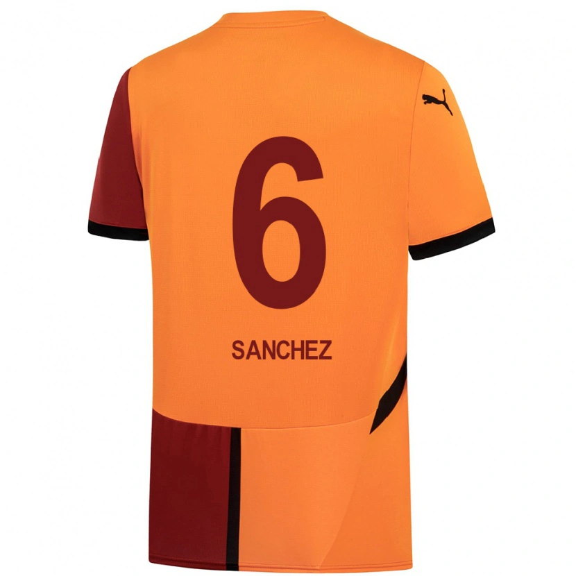 Danxen Hombre Camiseta Davinson Sánchez #6 Amarillo Rojo 1ª Equipación 2024/25 La Camisa México