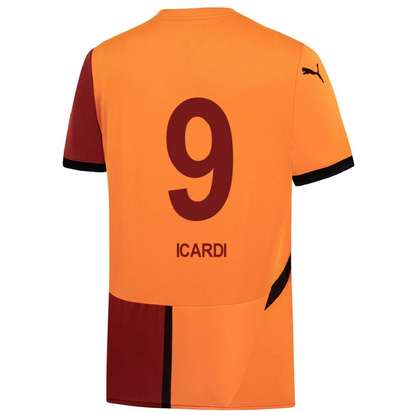 Danxen Hombre Camiseta Mauro Icardi #9 Amarillo Rojo 1ª Equipación 2024/25 La Camisa México