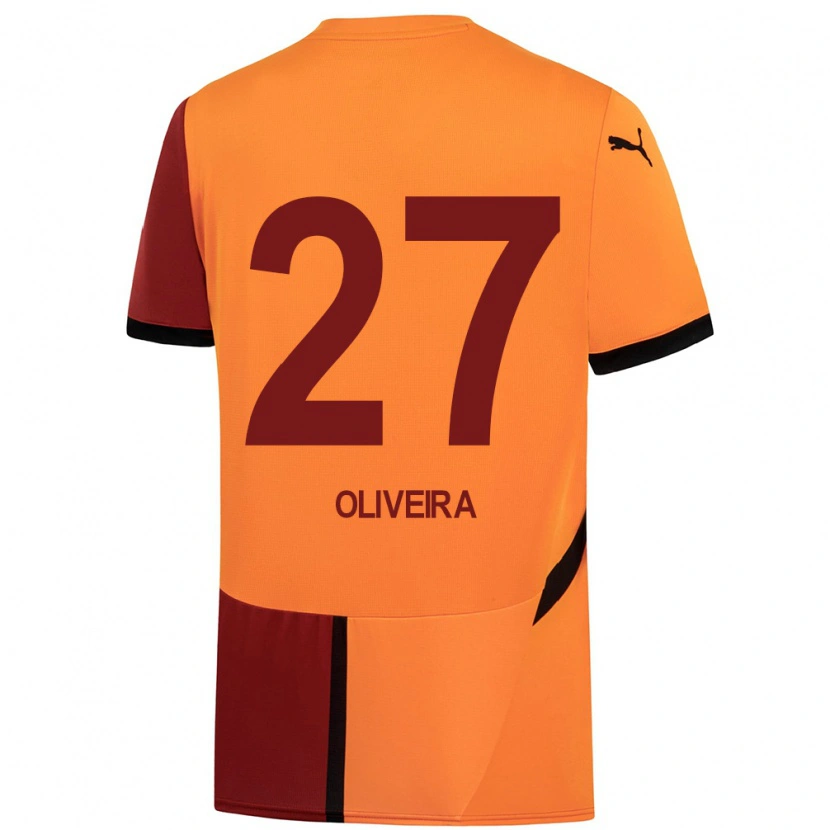 Danxen Hombre Camiseta Sérgio Oliveira #27 Amarillo Rojo 1ª Equipación 2024/25 La Camisa México
